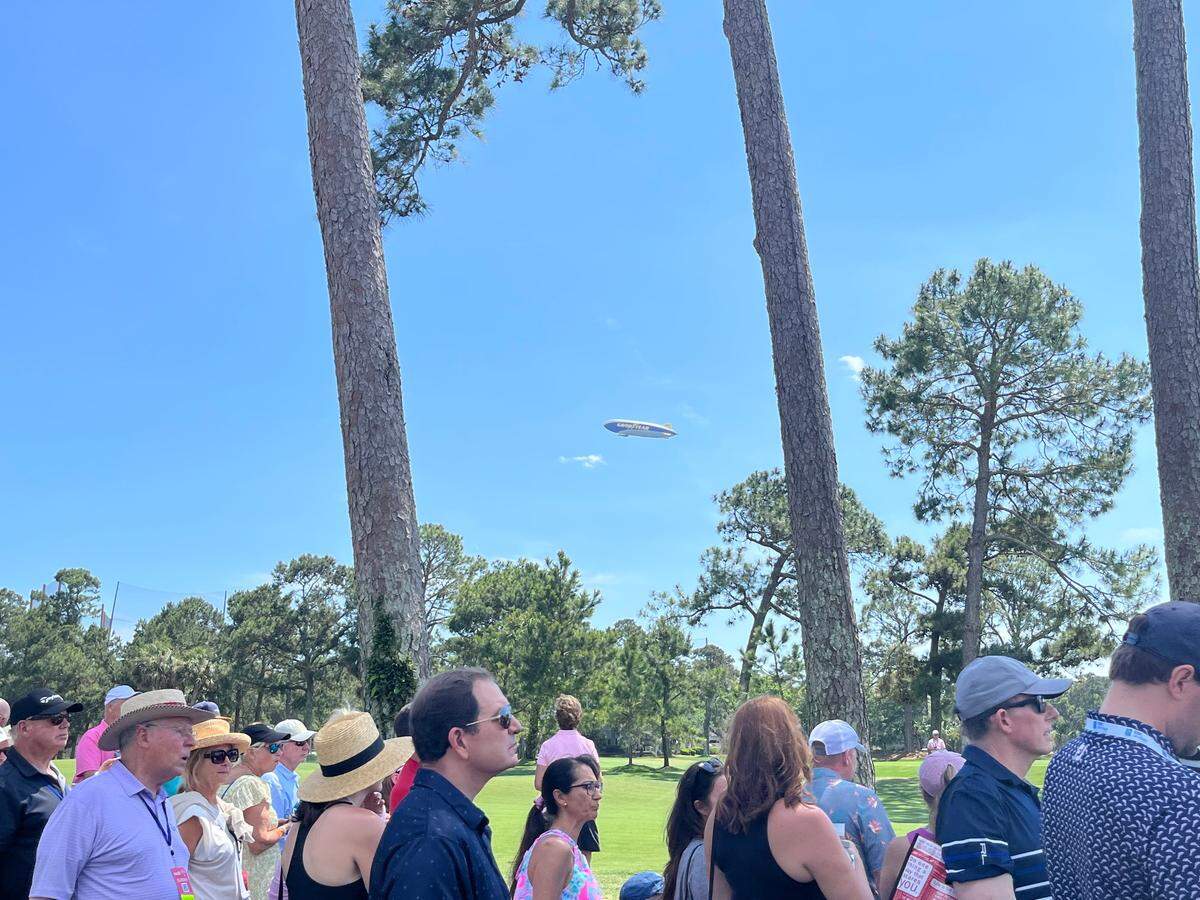 Goodyear blimp flies over Habour Town Golf Links on Easter Sunday at RBC Heritage Presented by Boeing.