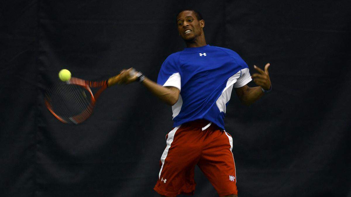 Hilton Head Prep's Jared Woodson hits the ball back to Wilson Hall's Thomas Brown during their game on Wednesday afternoon during the semifinals of the SCISAA Class 3-A boys tennis playoffs at the Van Der Meer Shipyard Tennis Resort on Hilton Head Island.