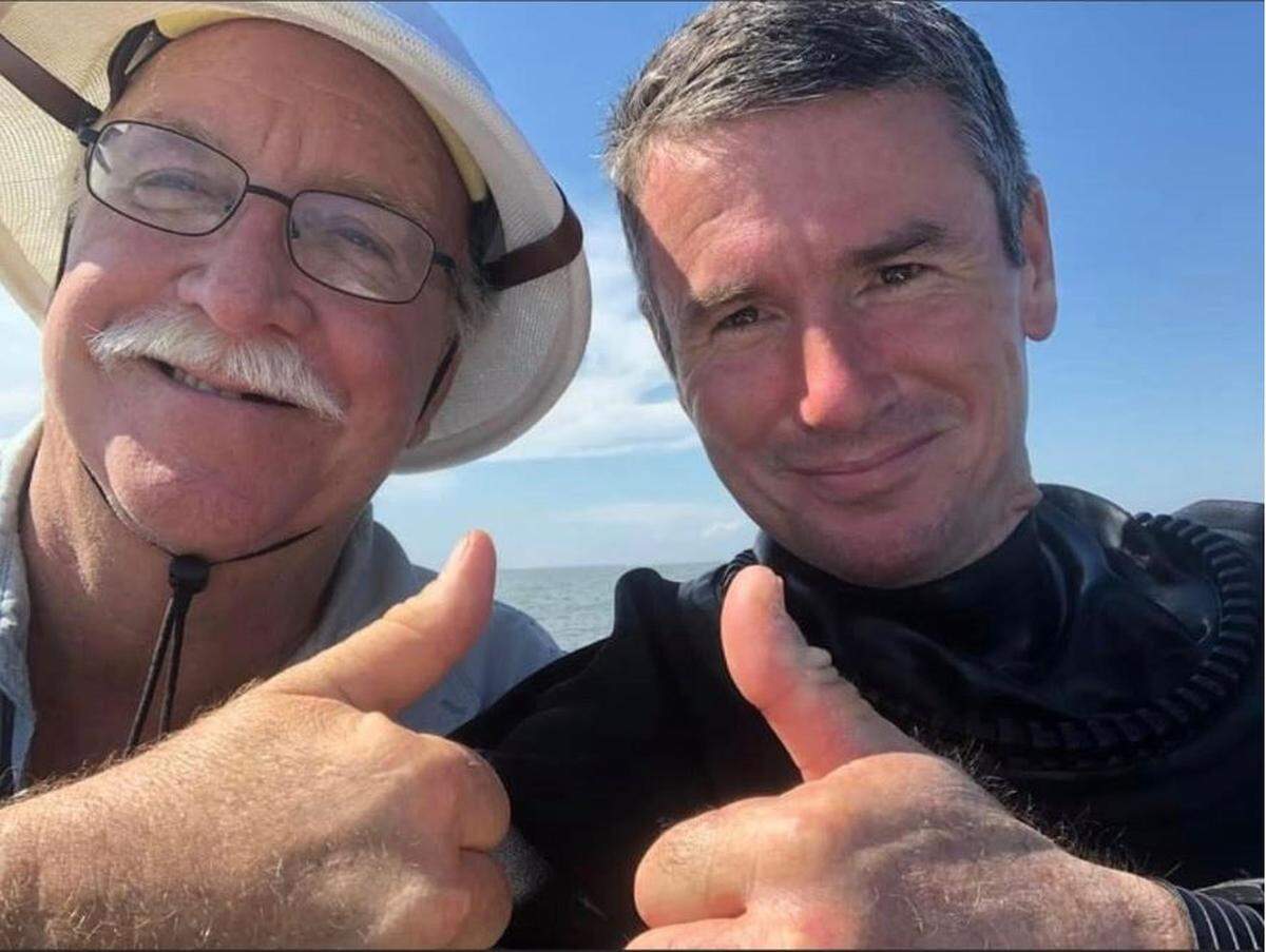 Jimmy Armstrong (left) and Alan Devier (right) during a dive trip.