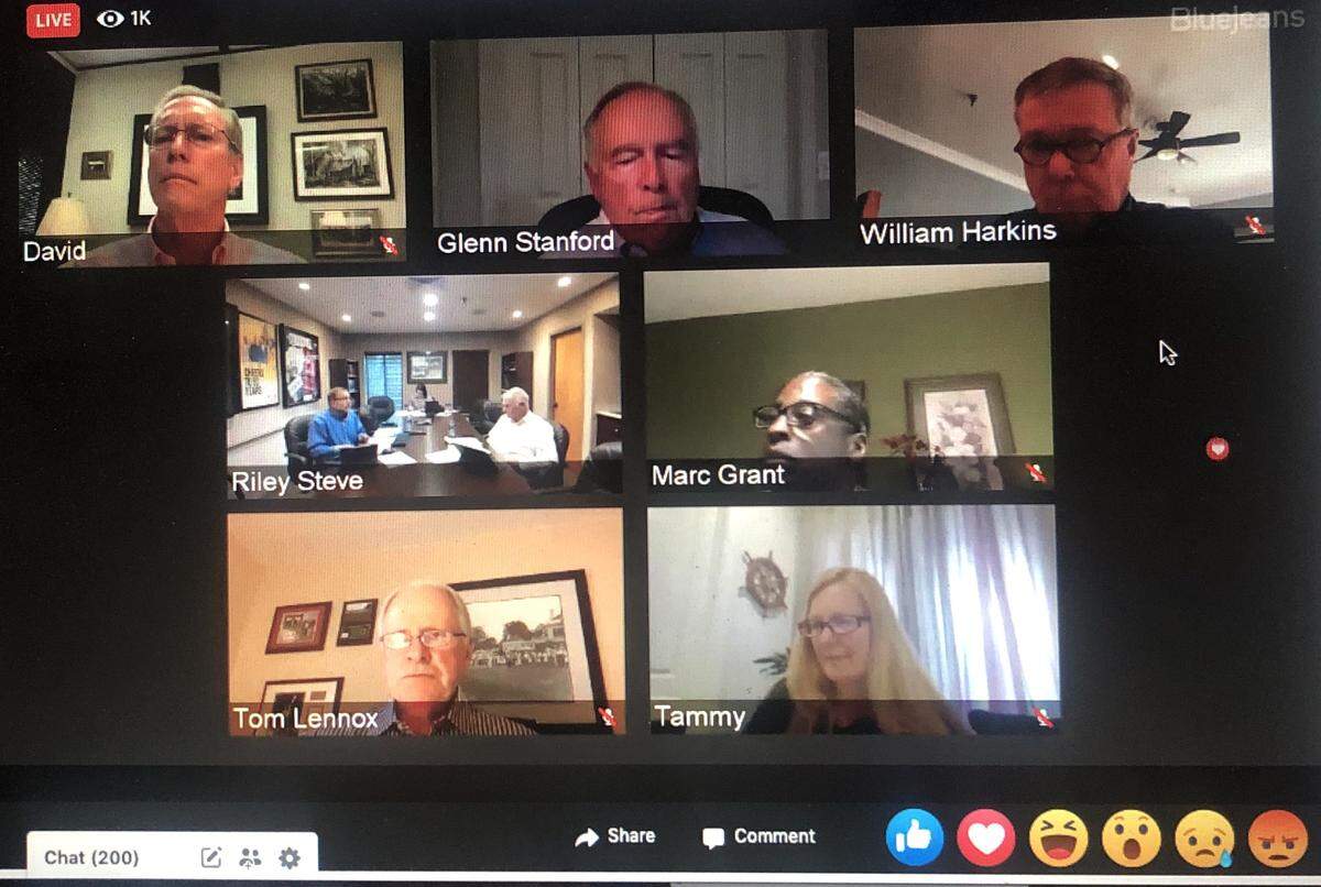 Hilton Head town Council members participate in a virtual meeting via the BlueJeans platform on March 30 after Town Hall closed due to the coronavirus.