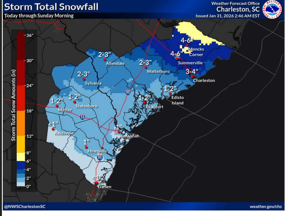 Beaufort County could see 1-2 inches of snow from Saturday night into Sunday morning.