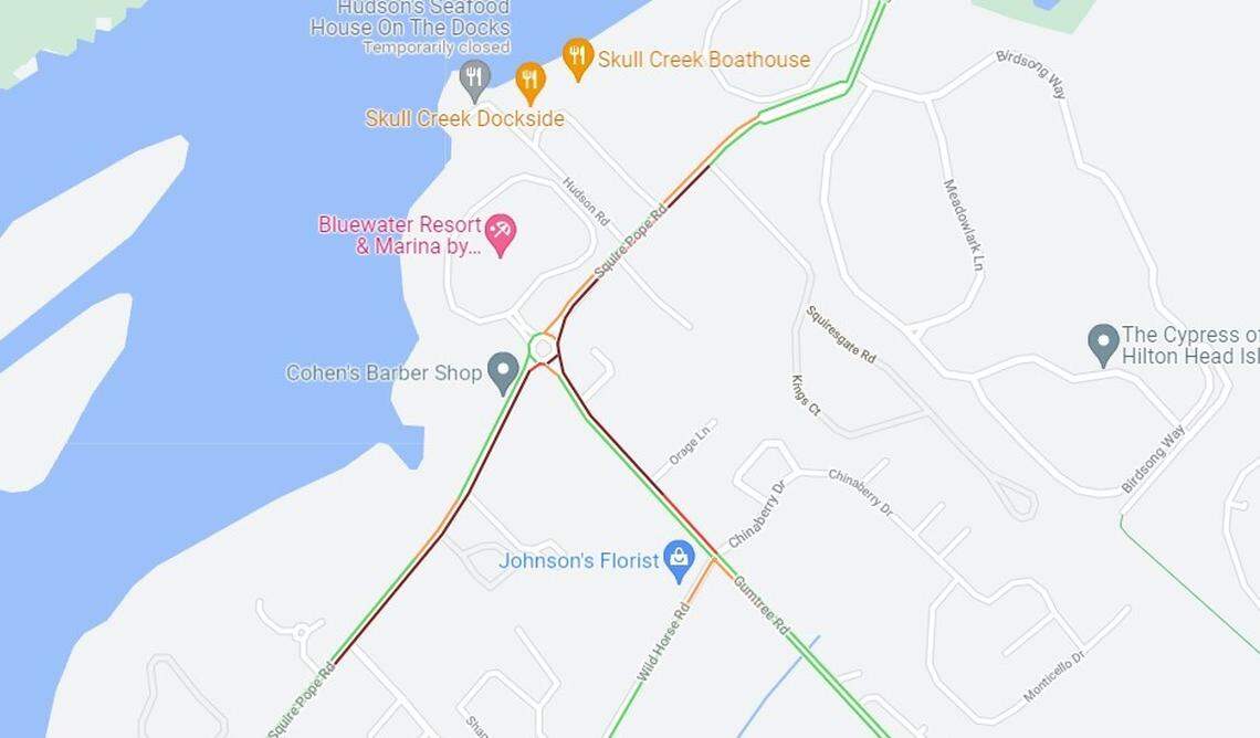 Traffic was backed up on Squire Pope Road Monday morning, police say