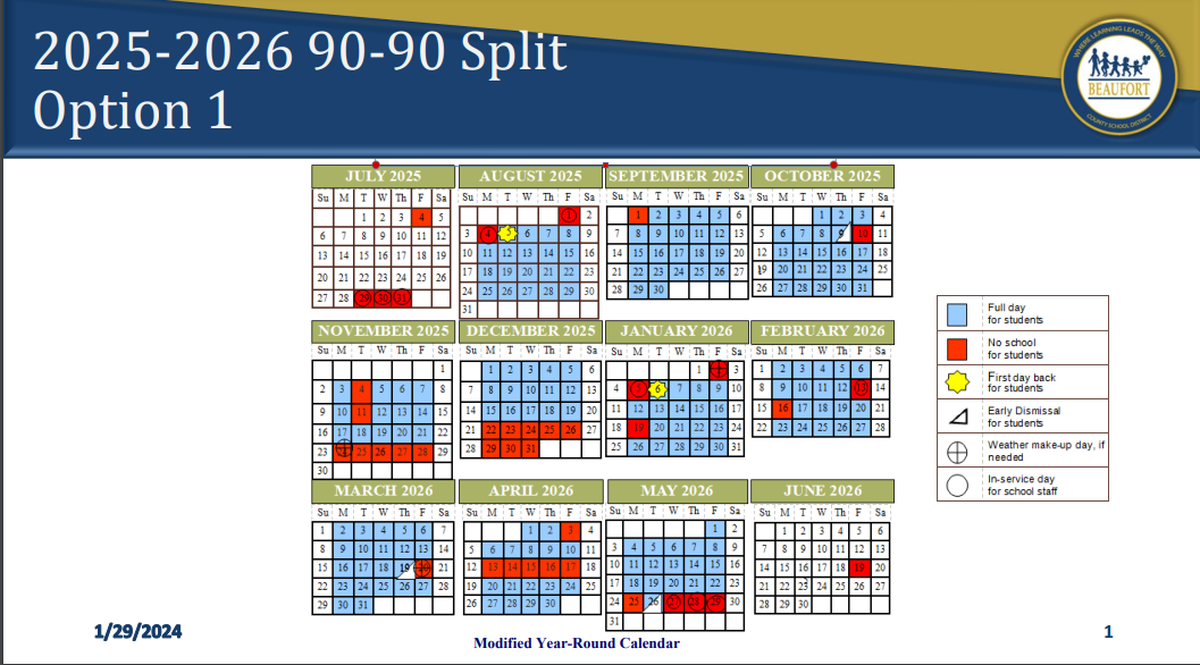 Option one for Beaufort County’s 2025-26 school year.