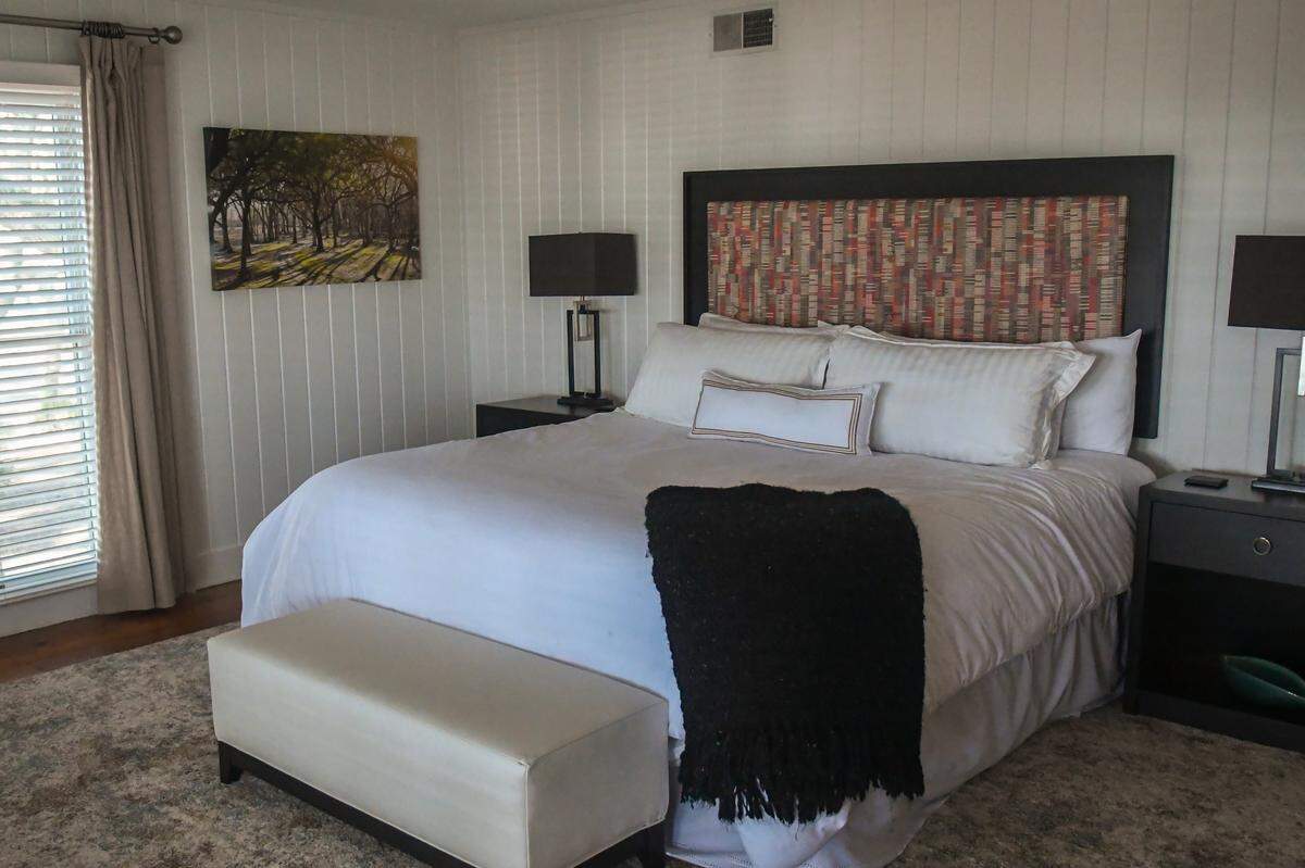 One of the five bedrooms at Ted Turner’s former St. Phillips Island home, as seen on Nov. 14, 2022 now owned by the state of South Carolina. Operated in conjunction with Hunting Island State Park, the island and home can be rented for a five-night stay for $12,000.