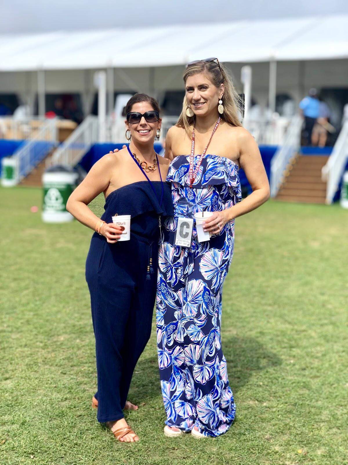 Jennifer Trent from Chattanooga, Tenn. (right) and Ashley English from Johnson City, Tenn. (left) matched with their coordinated outfits featuring a colorful jumpsuit and a navy maxi. The best part about their outfits aside from the clothes? The accessories. Statement earrings and necklaces made their outfits stand out from the rest of the crowd.