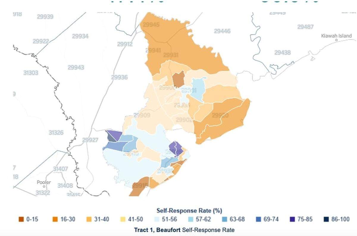 Beaufort County’s U.S. Census response rates as of August 2020.