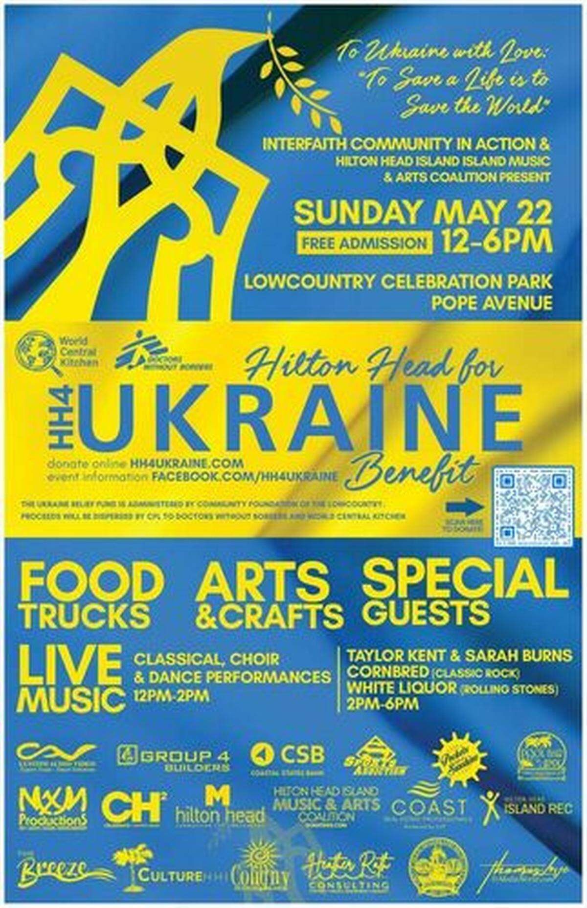 A poster for the event to benefit Ukraine on Hilton Head Island.