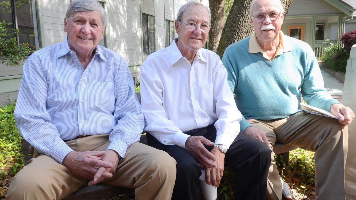 From left, Bob Schweickart, Bill Mautz and Dan Huber, of the Long Cove Veterans Coalition, helped raise funds to have the sculpture Poppies installed at the Hilton Head Veteran's Park. The trio were photographed on Tuesday at Hilton Head Town Hall.