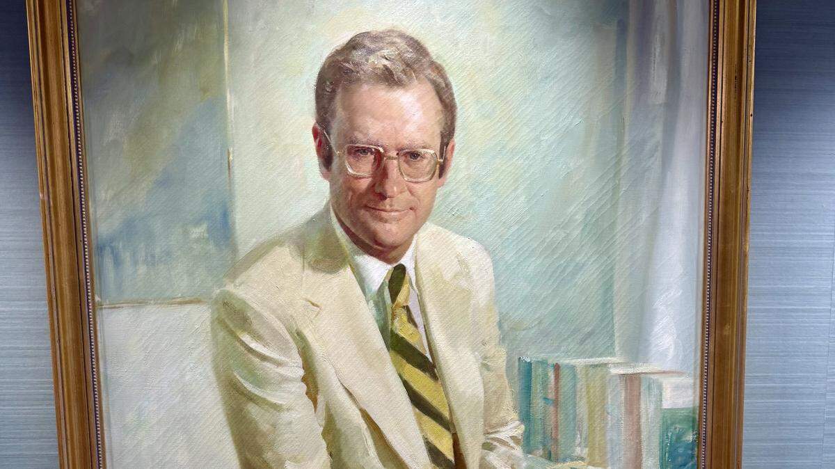 A portrait of Hilton Head Medical Center founder Dr. Peter LaMotte hangs behind the front desk at the hospital, now 50 years old. The portrait is by the late island artist Joe Bowler, a member of the Society of Illustrators Hall of Fame.