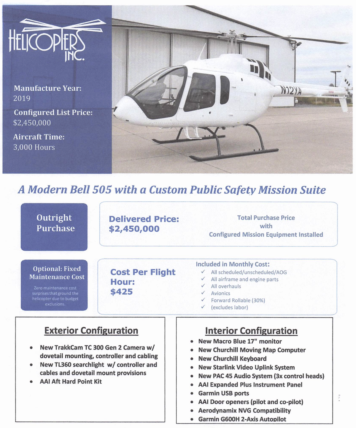Members of the Beaufort County Council were given this flyer with details of a used helicopter the sheriff’s office plans to buy. Council members in April 2026 gave a first-round approval to a $1.95 million budget increase that would fund the purchase.