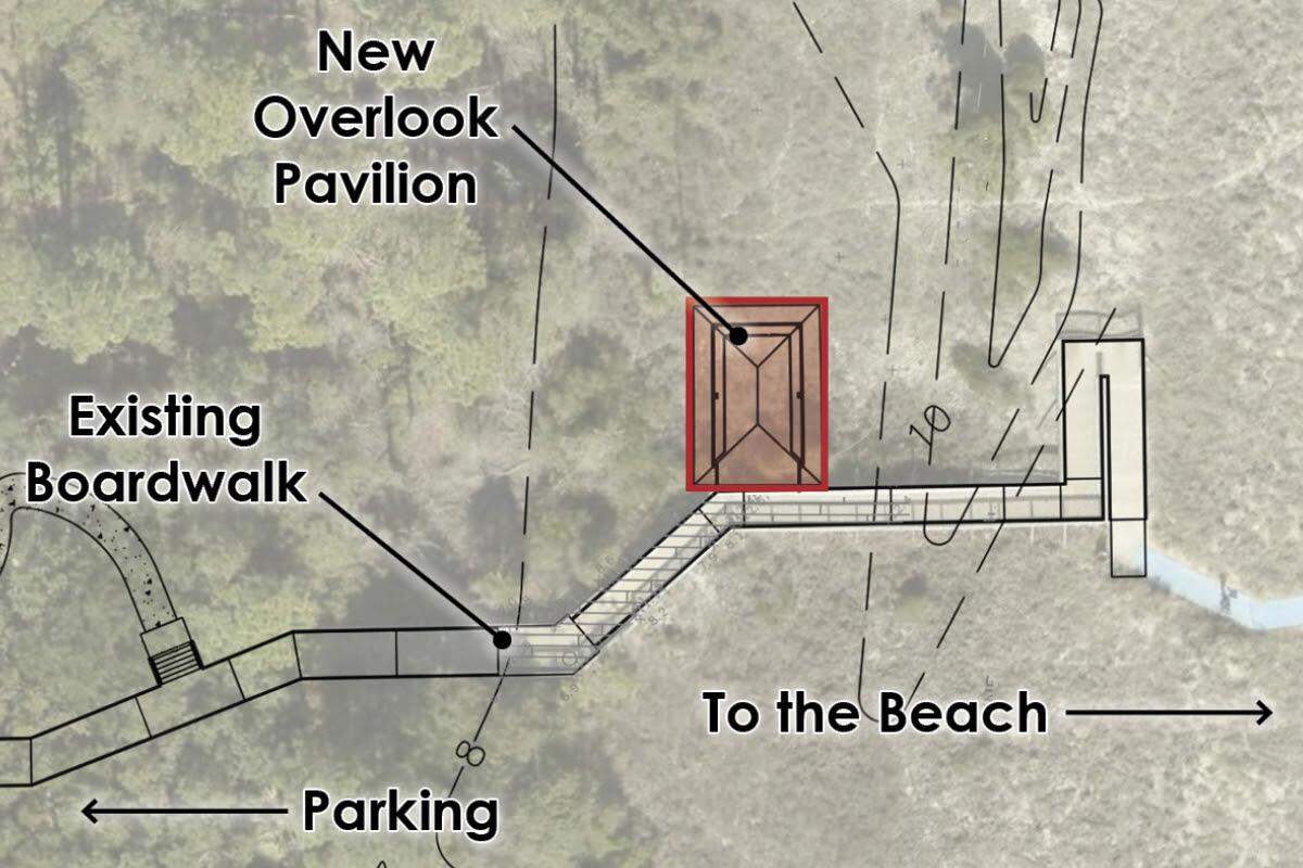 A new pavilion at Islanders Beach Park is the direct result of a local resident reaching out to the town with the idea for a covered overlook to accommodate those with special needs and disabilities.