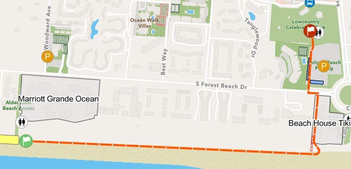 The parade will march along the beach, starting at Alder Lane Beach Access, exiting through the Beach House / Tiki Hut parking lot and ending at Lowcountry Celebration Park.