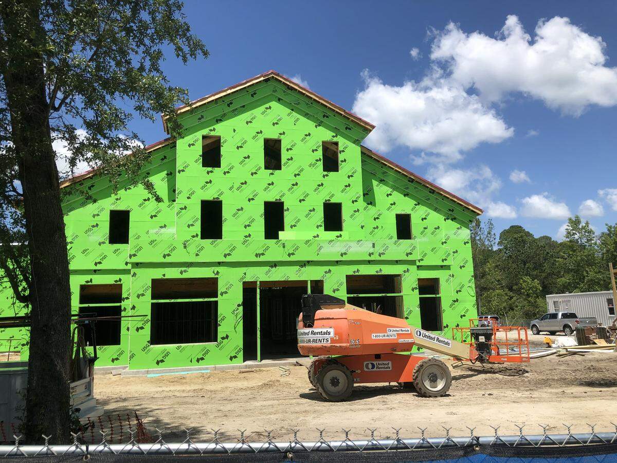 Construction continues on Monday at the future site of the Burnt Church Distillery along Bluffton Road near Old Town Bluffton. 