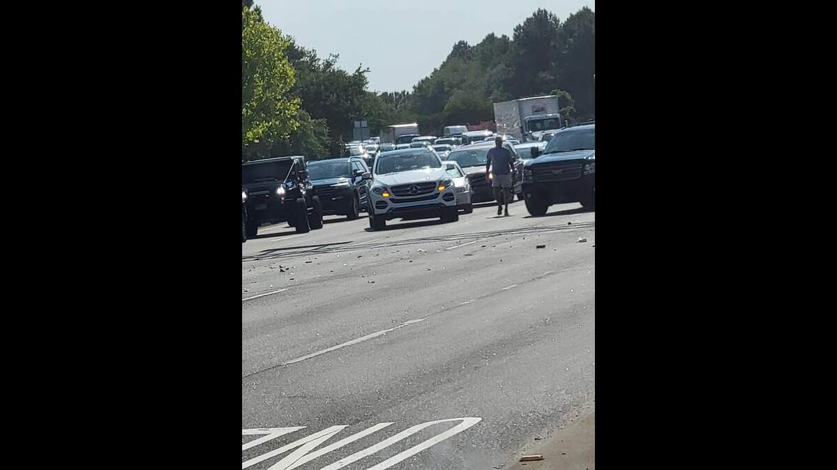 A picture taken at U.S. 278 and Spanish Wells Road where a Tuesday morning crash shut down lanes heading off the island and injured one person.