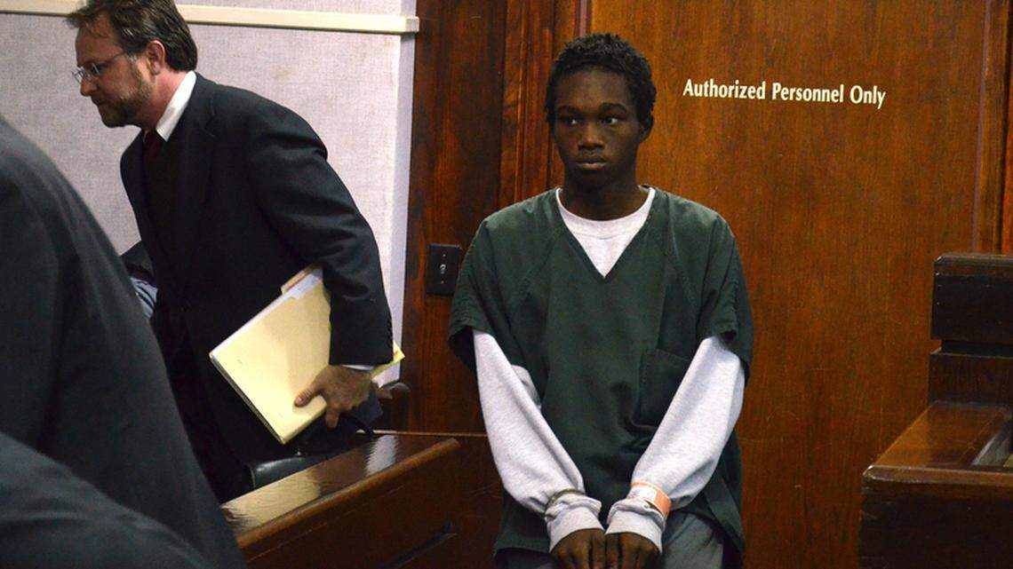 Hilton Head Island's Ja'quard Aiken, 18, is shown during his bond hearing Wednesday afternoon at the Beaufort County Courthouse. Aiken was arrested and charged Jan. 7 for the murder of 19-year-old Cesar Reyna-Reyna.