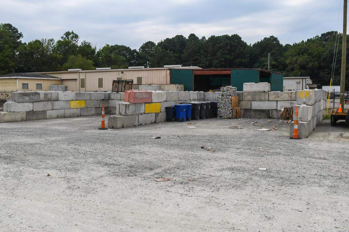 Areas blocked off with concrete blocks will be filled with recyclables from Hilton Head Island and Beaufort County Convenience Centers as the company ramps up production as photographed on July 12, 2024 at i2recycle located in the Hardeeville Industrial Park in Hardeeville, S.C.