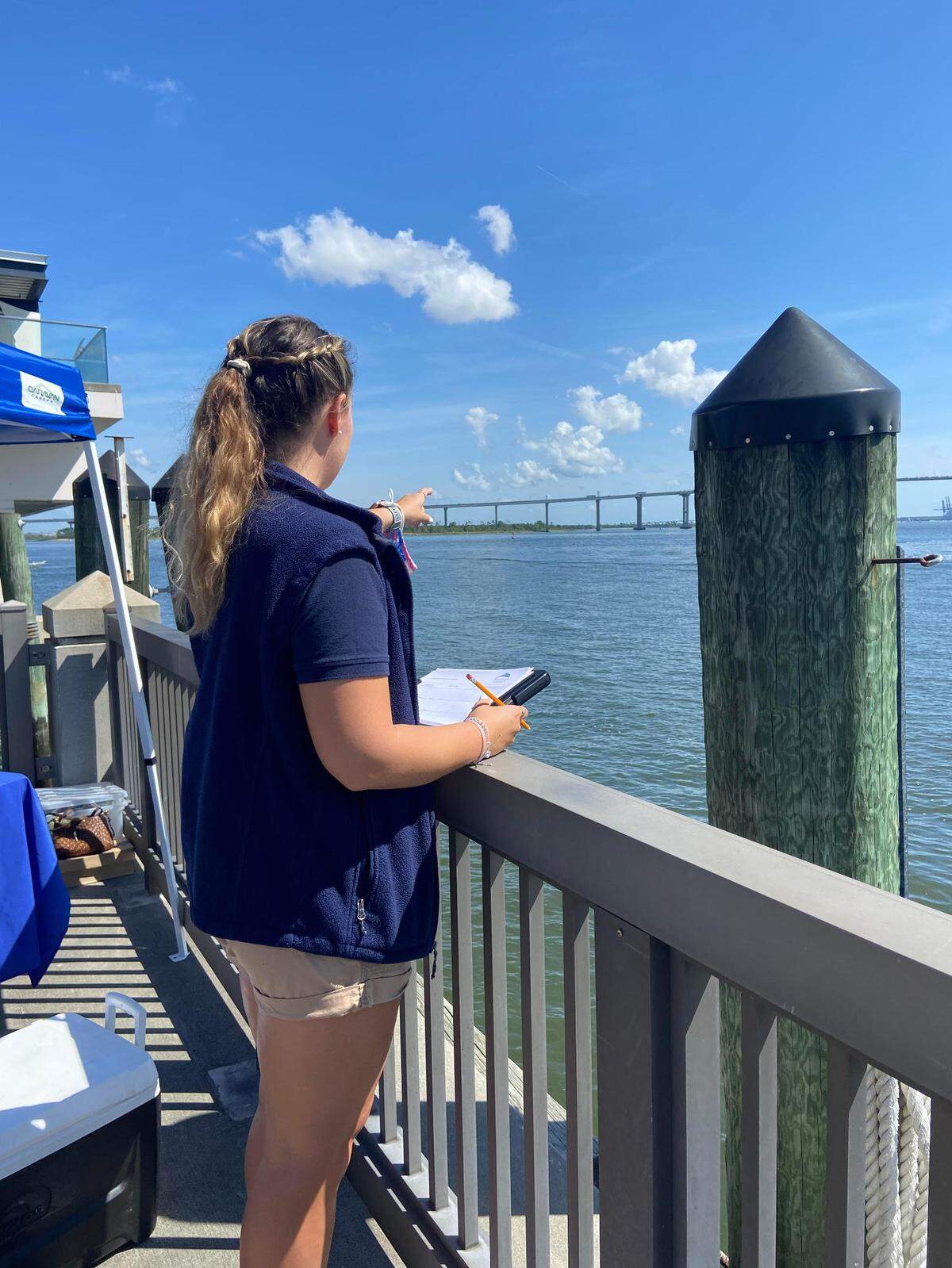 Dolphin counting in action around Charleston’s peninsula. The Lowcountry Marine Mammal Network’s data-collecting event happens once a year, since 2018, and has brought in hundreds of volunteers.