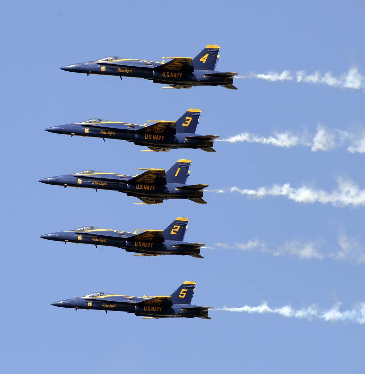 The U.S. Navy Flight Demonstration Squadron, the Blue Angels, practice for the Marine Corps Air Station Beaufort Air Show, April 26, 2019. MCAS Beaufort hosts the air show in order to bring the community together and demonstrate U.S. Marine Corps Aviation Combat Element and Marine Air-Ground Task Force capabilities.