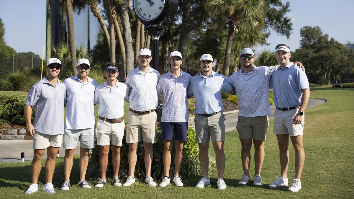 A group of golfers who played at the Palmetto Dunes Oceanfront Resort in September 2025. Clark Sinclair, the resort’s director of golf, said that fall is a popular time for group travel.