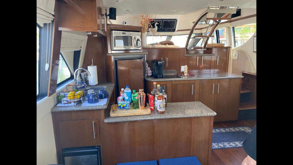 The kitchen area of “The Boys’ Inheritance” yacht.