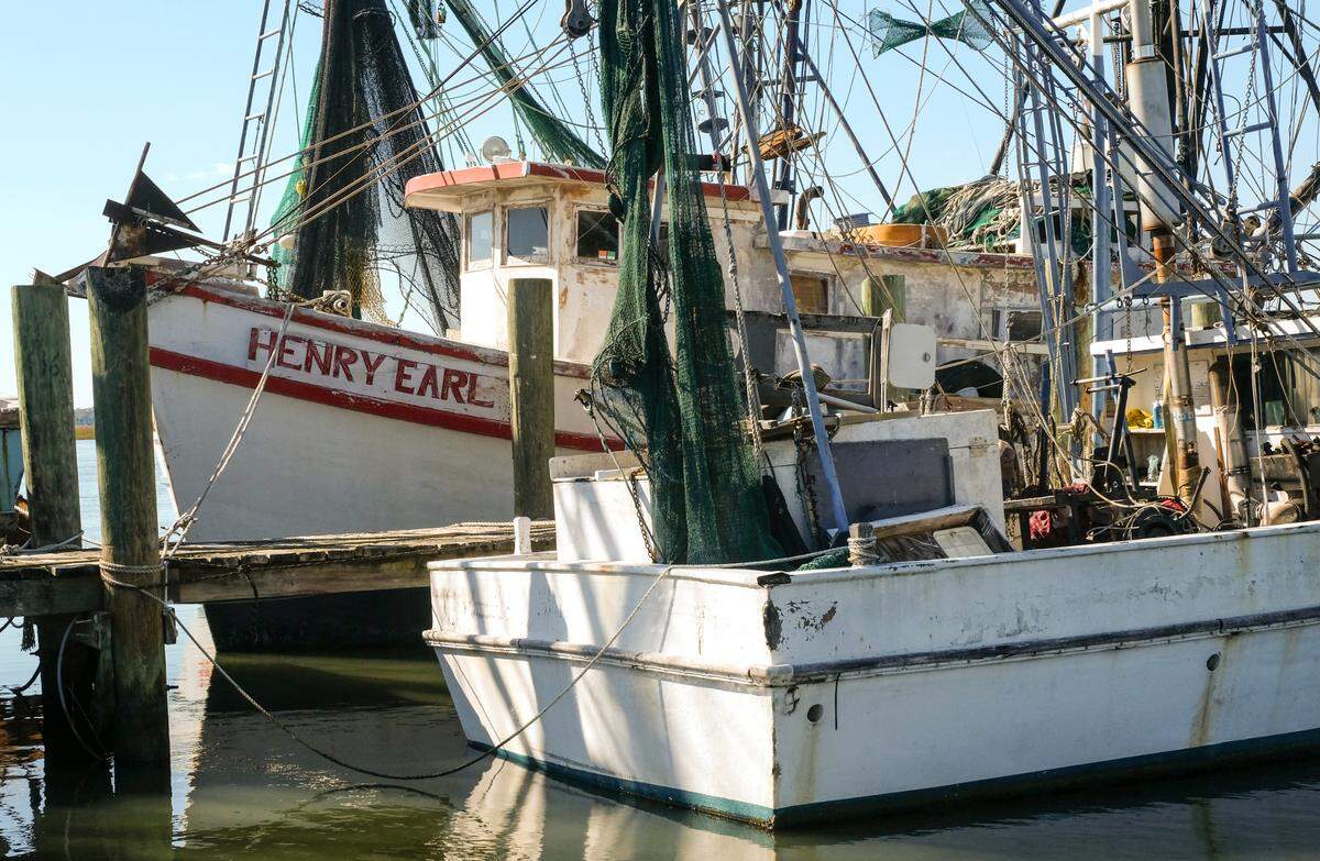 A tangle of ropes, nets and outriggers dot the sky along Battery Creek on Dec. 8, 2020, equipment from the shrimp boats moored at the publicly-operated docks at the end of 11th Street in Port Royal.
