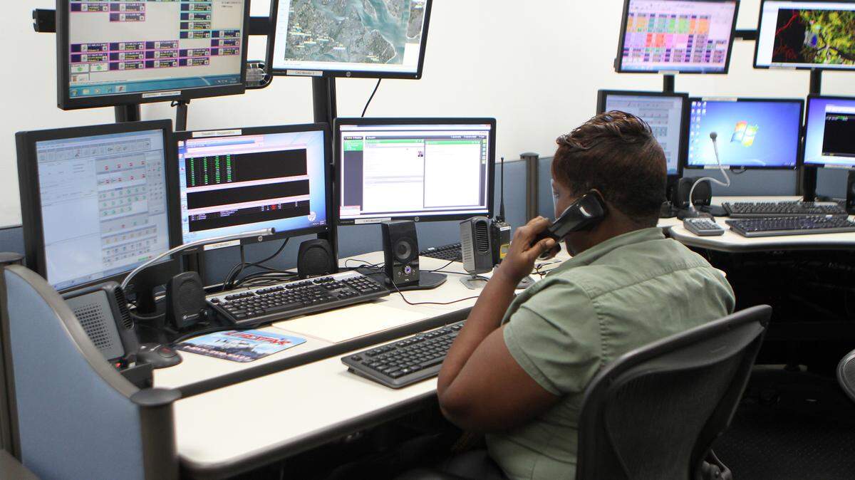 La Shawn Jefferson, Beaufort County communications shift supervisor, sits at one of the call stations in the Beaufort County 911 Dispatch Center on Tuesday afternoon in Beaufort.
