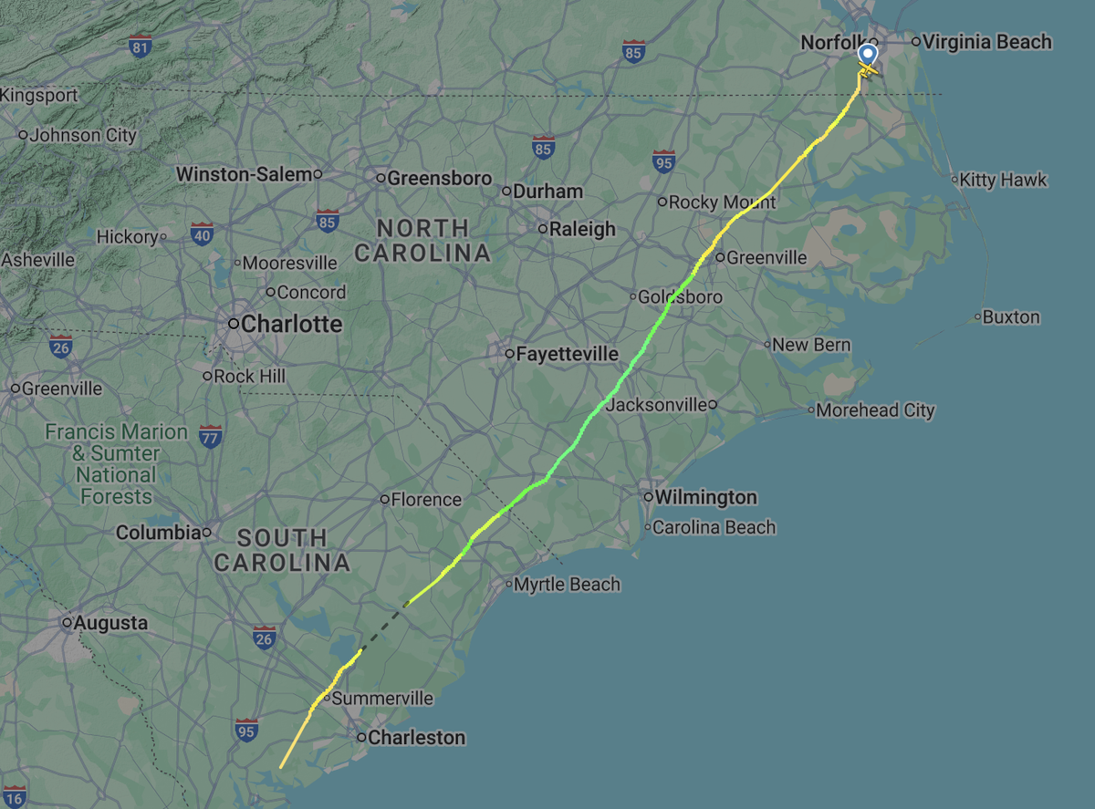 The plane departed Virginia’s Chesapeake Regional Airport around 1:45 p.m. Nov. 19, 2025, and crashed about two-and-a-half hours later near the border of Beaufort and Colleton counties.