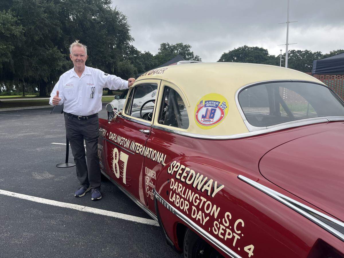 Marshall Griffin is the owner of this 1950 Oldsmobile Rocket 88, which raced in the first Southern 500 NASCAR Cup Series race in 1950. The historic race car was on display at Parris Island Thursday along with modern race cars as Darlington Raceway in Columbia, where the Southern 500 is held, did a meet and greet for race fans on the base. The car also qualified for the Daytona 500 “at 78 mph.”