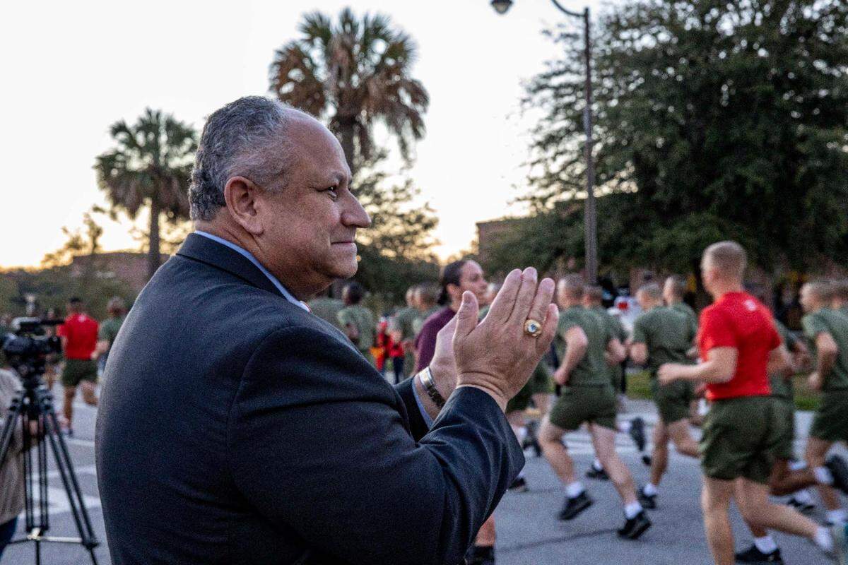 Navy Secretary Carlos Del Toro visited Marine Corps Recruit Depot Parris Island where he observed recruit training, interacted with families during graduation events and served as the Parade Reviewing Officer for Friday’s graduation.