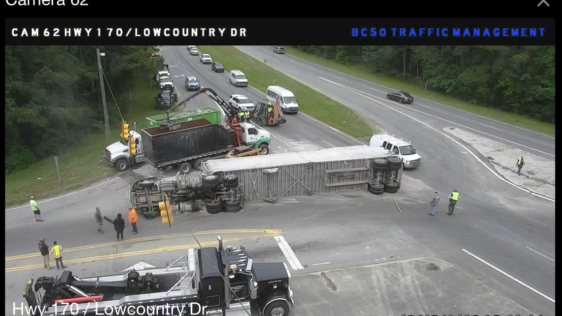 Overturned semi shuts down Okatie Highway outlet, spurs multi-hour traffic jam