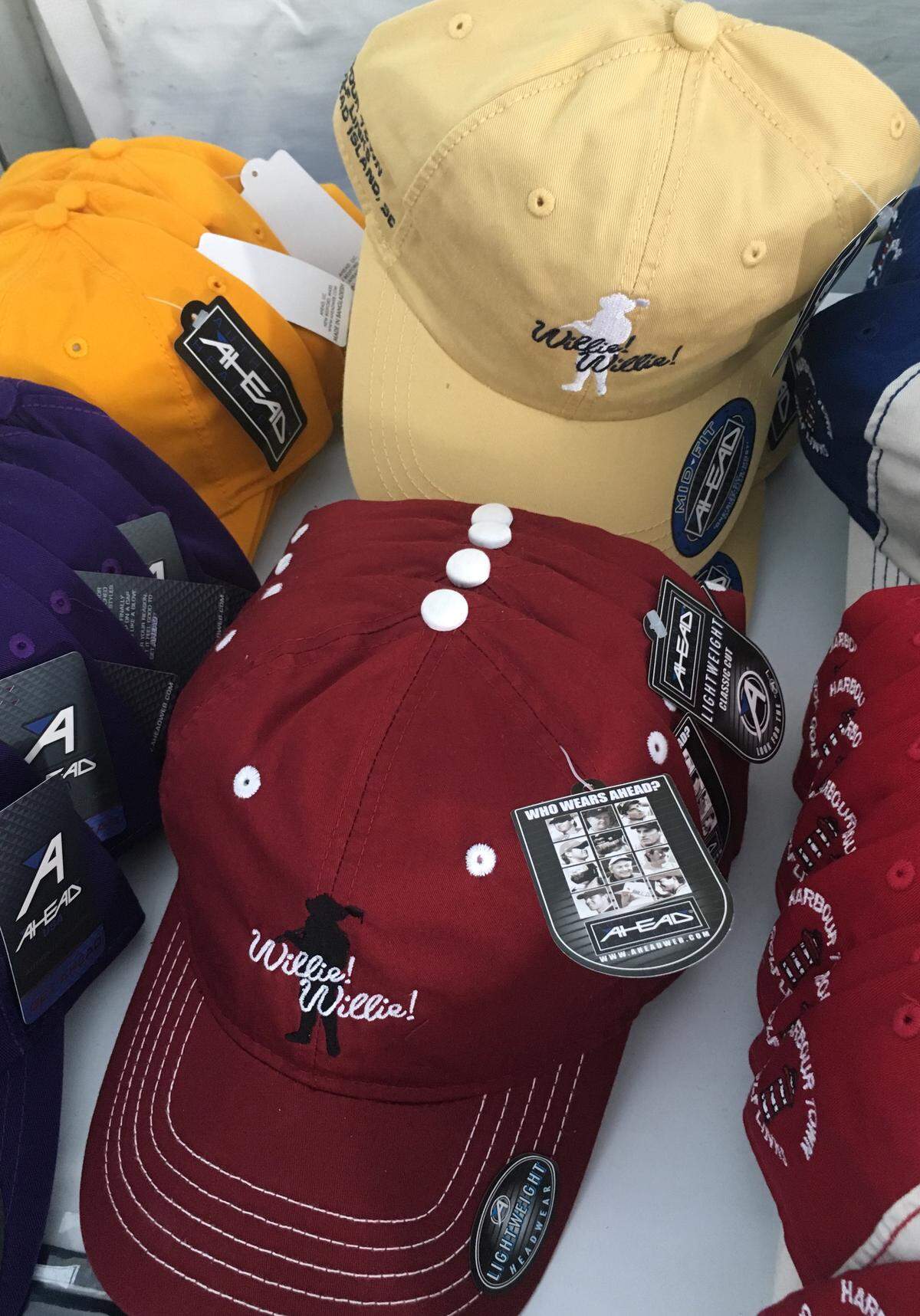 "Willie! Willie!" hats, a play off of the Bud Light phrase "Dilly Dilly!", are for sale at the Sea Pines Pro Shop on the Heritage Lawn at RBC Heritage Presented by Boeing.
