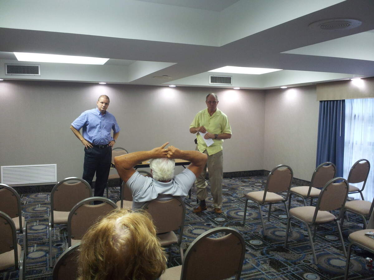 Longtime Hilton Head Island-Bluffton Chamber of Commerce critic Skip Hoagland, right, and attorney Dean Bell on Sept. 25, 2013.