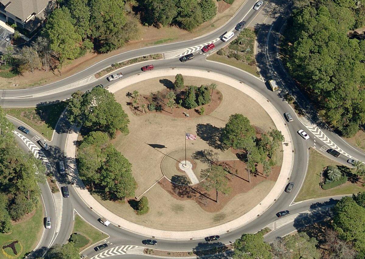 An aerial view of Sea Pines Circle on Hilton Head Island’s south end. A project to improve congestion and safety concerns for the major traffic circle has been in the works for over a decade.