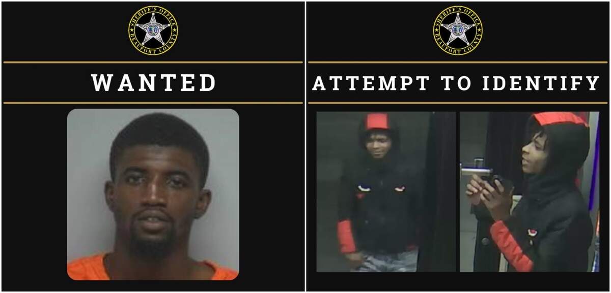 Alexander Xavier Smalls (left) is wanted in connection to an October shooting and is considered armed and dangerous by the Beaufort County Sheriff’s Office. Deputies are also attempting to identify an unknown suspect (right) who witnesses say pointed a gun at a man’s vehicle.