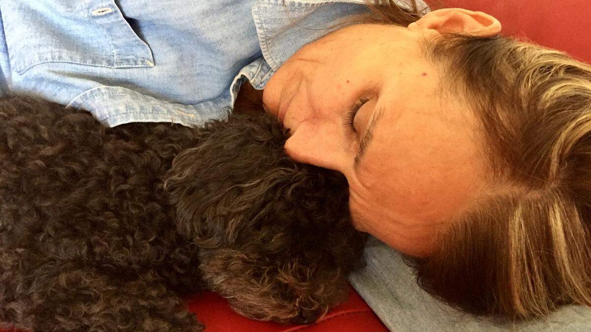 Karen Mascaro cuddling with Leo.