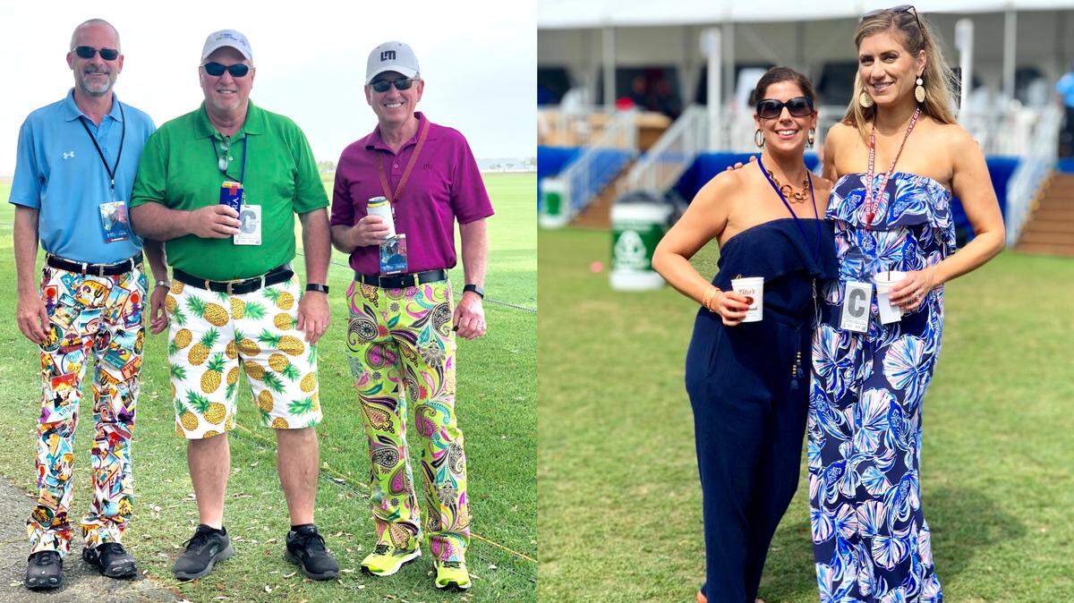 Tournament spectators at 2019 RBC Heritage Presented by Boeing show off their bright and funky outfits on Friday, April 19.