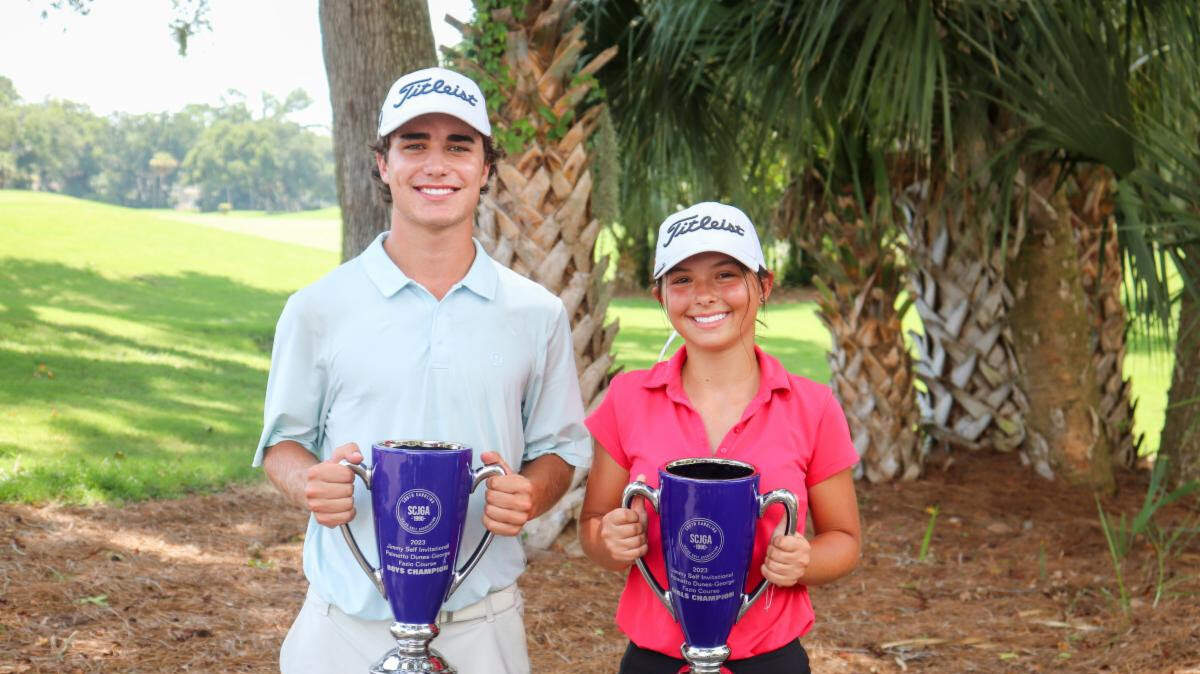 Garret Fader and Lexi Milbrandt won the boys and girls championships at the Jimmy Self Invitational.