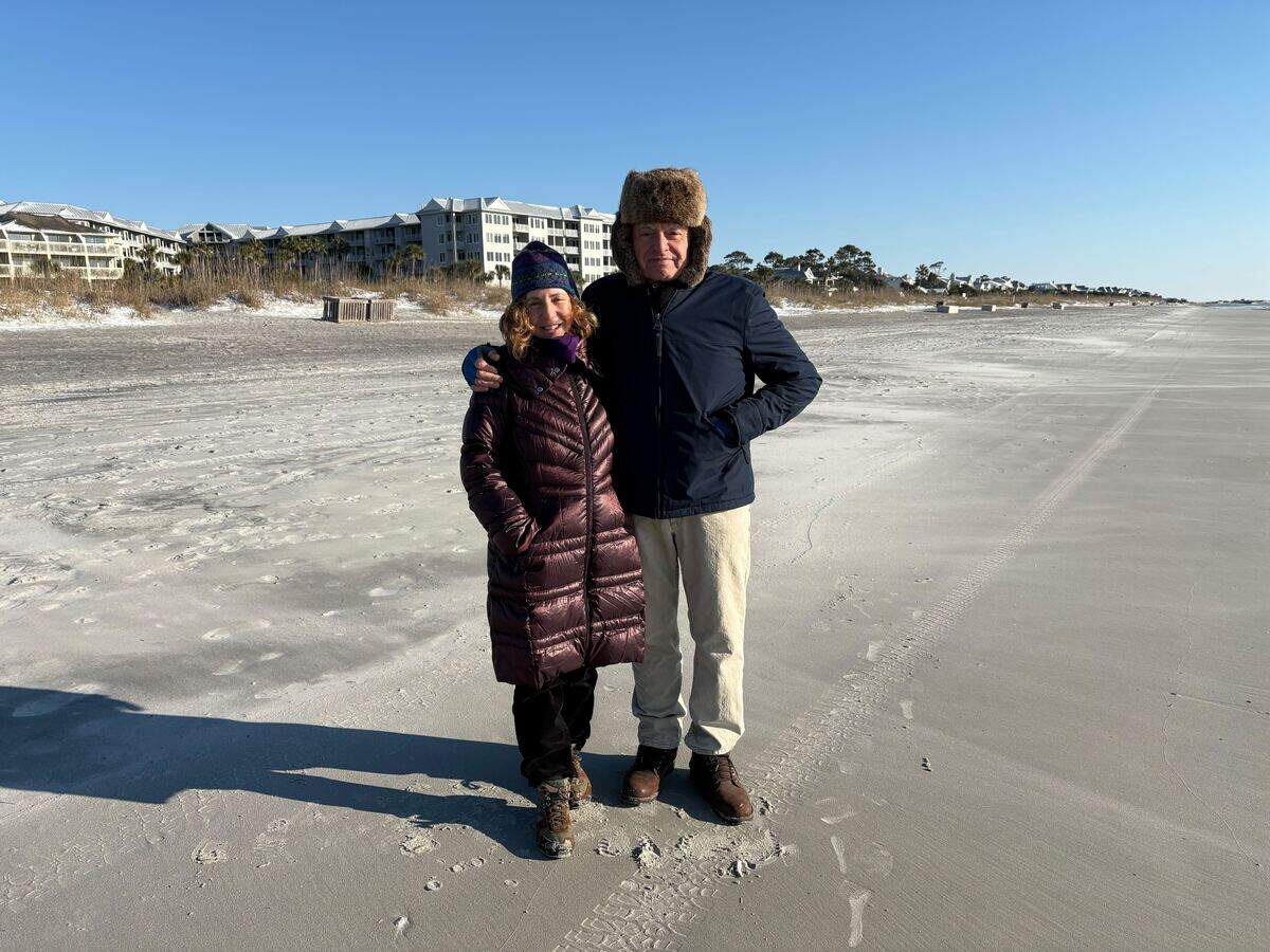 Hilton Head residents Emily Zimmerman and Angel del Valle walked Coligny Beach Sunday morning following the snow. Zimmerman said she walks the beach about five days per week. They were hoping snow would stick to the sand itself. “It’s beautiful,” Zimmerman said.