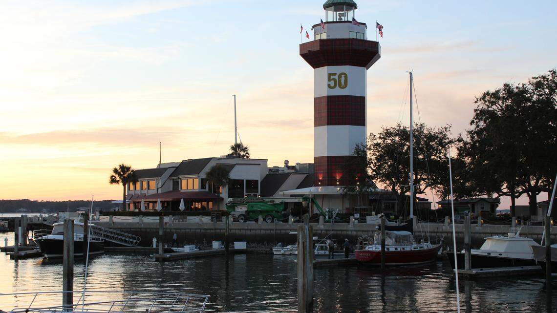A look at the Harbour Town Lighthouse decorated for the 50th RBC Heritage.