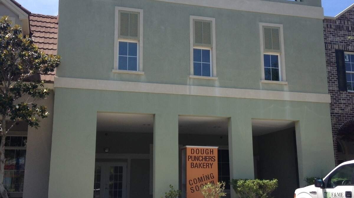 Pictured is the exerior of Dough Punchers, a new bakery opening soon in Bridge Center.