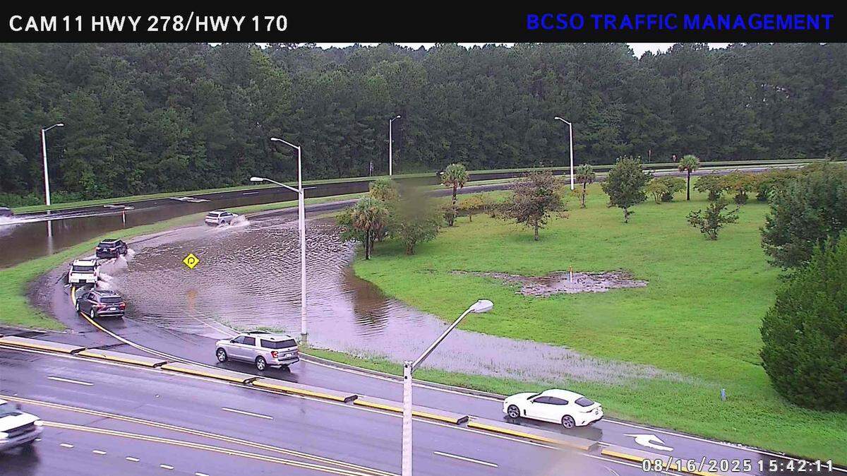 The ramp from S.C. 170 eastbound onto U.S. 278 often floods during heavy rains. SCDOT has shut down the intersection until further notice due to flooding.