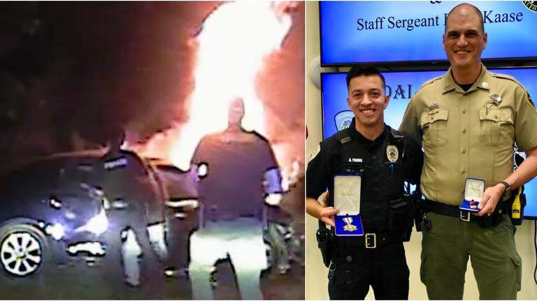 Video: Heroic Beaufort County cops save man from burning car seconds before certain death
