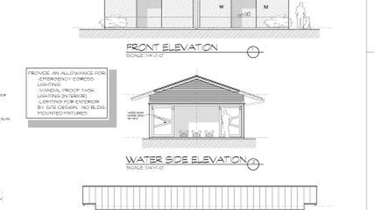 Plans for the proposed rowing and sailing center on Hilton Head Island's Squire Pope Road include a 1,400 square foot picnic pavillion, fenced boat storage, a floating dock and restrooms.