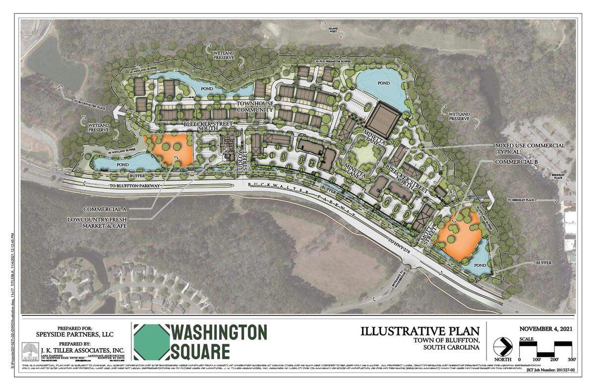 An illustrative rendering of the Washington Square project along Buckwalter Parkway in Bluffton.