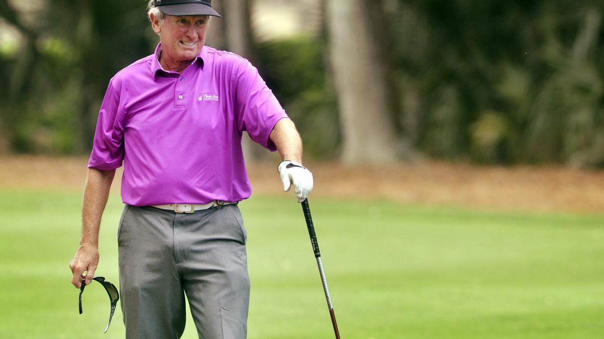 File: Then-South Carolina head football coach Steve Spurrier reacts after hitting his way out of the trees on the second hole while playing with professional Robert Streb, not pictured, during the RBC Heritage Pro-Am during the RBC Heritage Presented by Boeing on April 15, 2015, at Harbour Town Golf Links in Sea Pines on Hilton Head Island.