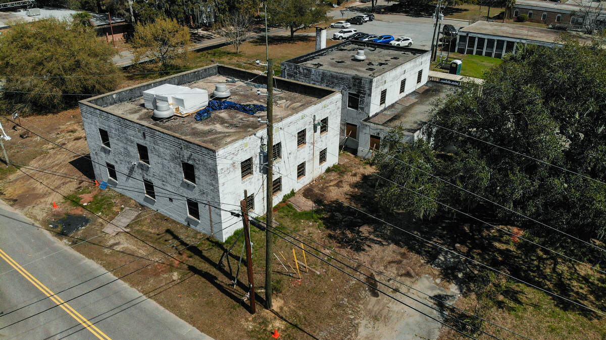 This drone photo, taken on March 7, 2024, shows the old Beaufort County Jail. According to the developer’s website, the original structure was built in 1939 – its last edition added in 1975 – will be converted into nine residential condominiums and will be renamed Justice Place.