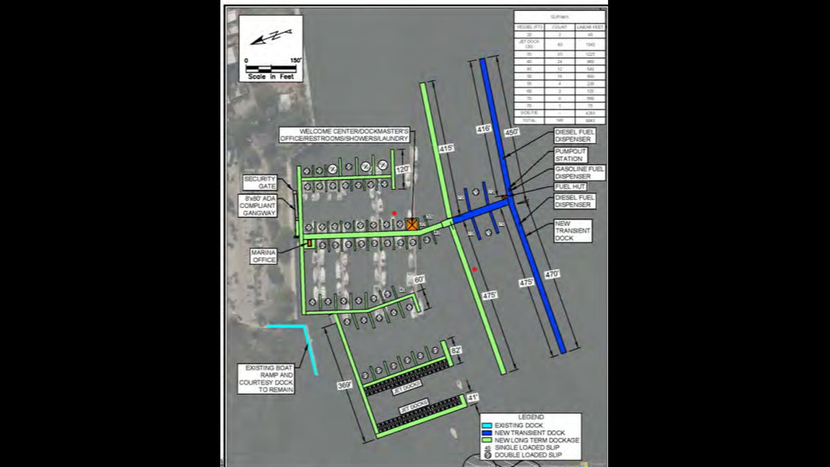Safe Harbor Marina’s proposed layout for the Beaufort Marina.