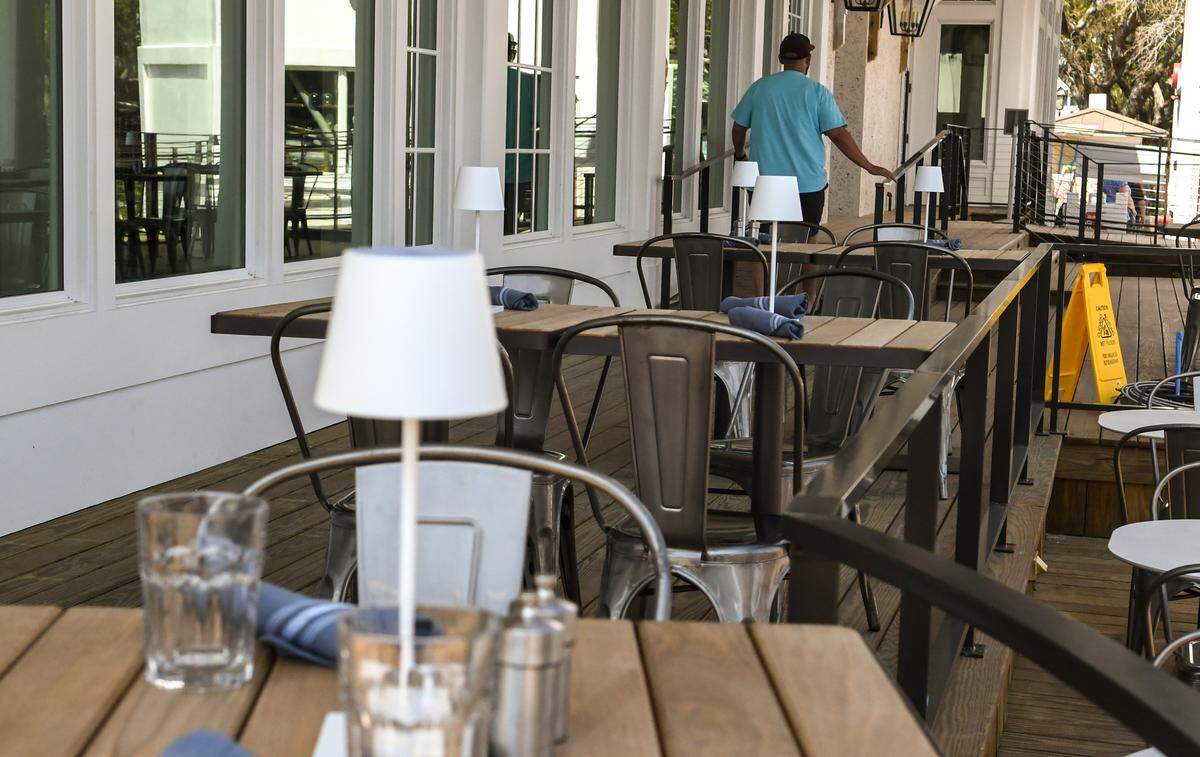 Outdoor seating combined with indoor seating allows for a capacity of 500 patrons at the new Quarterdeck restaurant in Sea Pines on Hilton Head Island.