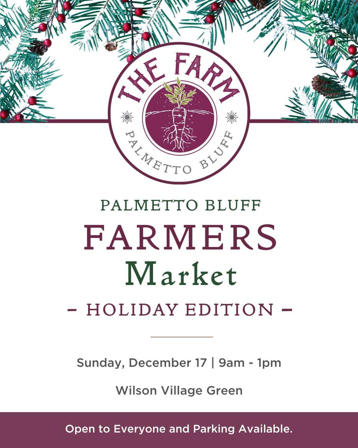 The Palmetto Bluff Holiday Market will feature local artisan products and homegrown produce as well as host a brunch with Santa and Mrs. Claus in Wilson Village.