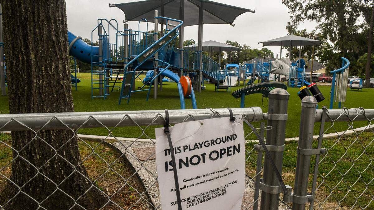 A playground with nearly $800,000 of equipment was recently installed yet remained closed behind the Port Royal Community Center as seen on Thursday, Sept. 28, 2023, in the Town of Port Royal.